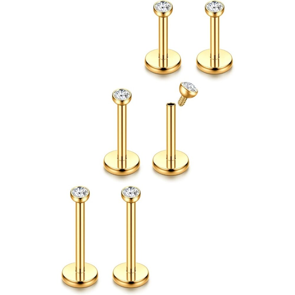 Versatile Cz Hypoallergenic Flat Back Earrings - … - image 1